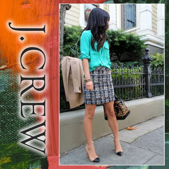 J. Crew Abstract Tweed A-line Skirt (size 4) - Picture 1 of 11